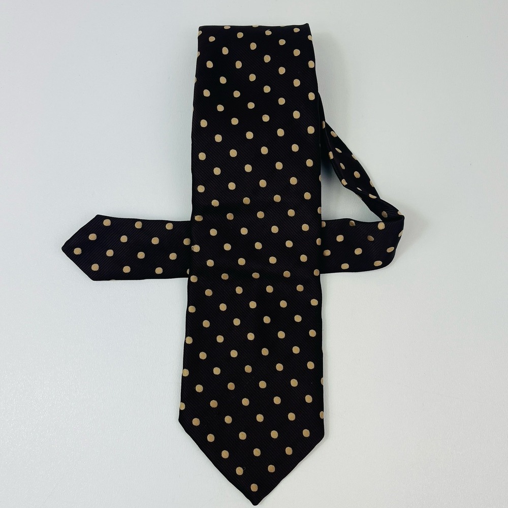 Vintage Sears The Mens Store Necktie Chocolate Brown Tan Polka Dot Mens Tie